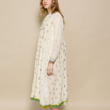 BOTANICAL DRESS, IVORY FLORAL BLOCKPRINT COTTON