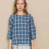MADRAS BLOUSE, BLUE CHECKERED