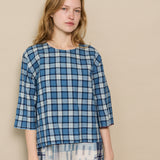 MADRAS BLOUSE, BLUE CHECKERED