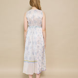 FOREST WRAP DRESS, IVORY // INDIGO FLORAL SILK