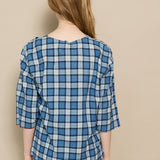 MADRAS BLOUSE, BLUE CHECKERED