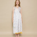 FOREST WRAP DRESS, IVORY // INDIGO FLORAL SILK