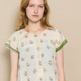 BOTANICAL MIDI DRESS, IVORY FLORAL BLOCKPRINT COTTON