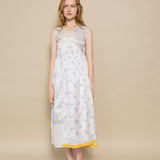 FOREST WRAP DRESS, IVORY // INDIGO FLORAL SILK