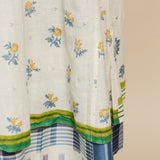 BOTANICAL MIDI DRESS, IVORY FLORAL BLOCKPRINT COTTON