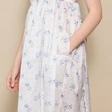 FOREST WRAP DRESS, IVORY // INDIGO FLORAL SILK
