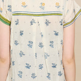 BOTANICAL MIDI DRESS, IVORY FLORAL BLOCKPRINT COTTON