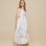 FOREST WRAP DRESS, IVORY // INDIGO FLORAL SILK