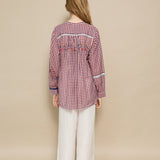 RASAM BLOUSE, RED CHECKERED