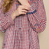 RASAM BLOUSE, RED CHECKERED