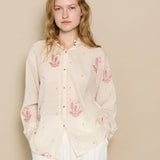 SNEHA BLOUSE, IVORY // RED JAMDANI
