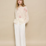 SNEHA BLOUSE, IVORY // RED JAMDANI