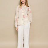 SNEHA BLOUSE, IVORY // RED JAMDANI