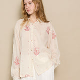 SNEHA BLOUSE, IVORY // RED JAMDANI
