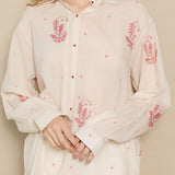 SNEHA BLOUSE, IVORY // RED JAMDANI