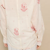 SNEHA BLOUSE, IVORY // RED JAMDANI