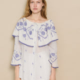 SKY SHIRT, IVORY // INDIGO JAMDANI COTTON