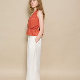 LUNA HALTER BLOUSE, POLKA BURNT ORANGE JAMDANI