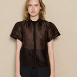 LILA SHIRT, BROWN ORGANZA