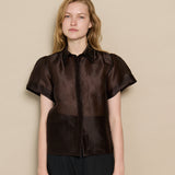 LILA SHIRT, BROWN ORGANZA