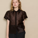 LILA SHIRT, BROWN ORGANZA