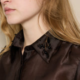 LILA SHIRT, BROWN ORGANZA