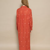 ZINNIA SHIRT DRESS, POLKA BURNT ORANGE JAMDANI