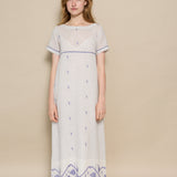 NILA SWING DRESS, IVORY // INDIGO JAMDANI COTTON