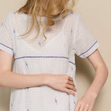 NILA SWING DRESS, IVORY // INDIGO JAMDANI COTTON