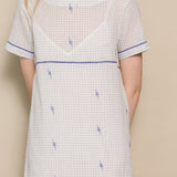 NILA SWING DRESS, IVORY // INDIGO JAMDANI COTTON