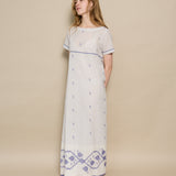 NILA SWING DRESS, IVORY // INDIGO JAMDANI COTTON