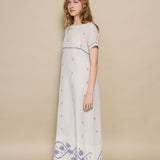 NILA SWING DRESS, IVORY // INDIGO JAMDANI COTTON
