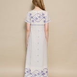 NILA SWING DRESS, IVORY // INDIGO JAMDANI COTTON