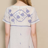 NILA SWING DRESS, IVORY // INDIGO JAMDANI COTTON