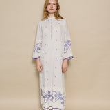 MAHI MAXI KAFTAN, IVORY // INDIGO JAMDANI COTTON