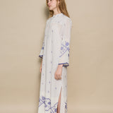 MAHI MAXI KAFTAN, IVORY // INDIGO JAMDANI COTTON