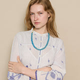 MAHI MAXI KAFTAN, IVORY // INDIGO JAMDANI COTTON
