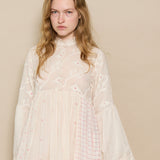 CAMELIA DRESS, IVORY COTTON JAMDANI