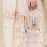 CAMELIA DRESS, IVORY COTTON JAMDANI