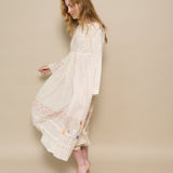 CAMELIA DRESS, IVORY COTTON JAMDANI