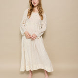 LUCINDA DRESS, IVORY JAMDANI COTTON