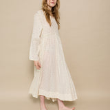 LUCINDA DRESS, IVORY JAMDANI COTTON
