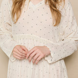 LUCINDA DRESS, IVORY JAMDANI COTTON