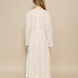 LUCINDA DRESS, IVORY JAMDANI COTTON