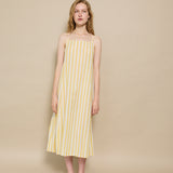 AURELI SLIP DRESS, IVORY // YELLOW STRIPE COTTON