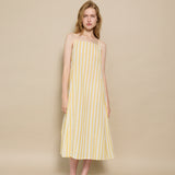 AURELI SLIP DRESS, IVORY // YELLOW STRIPE COTTON