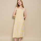 AURELI SLIP DRESS, IVORY // YELLOW STRIPE COTTON