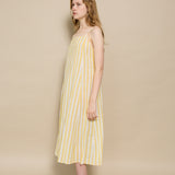 AURELI SLIP DRESS, IVORY // YELLOW STRIPE COTTON