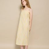 AURELI SLIP DRESS, IVORY // YELLOW STRIPE COTTON