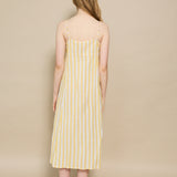 AURELI SLIP DRESS, IVORY // YELLOW STRIPE COTTON